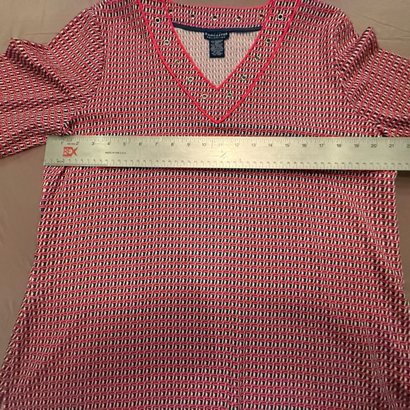 Doncaster Red/Navy V-Neck Women's 3/4 Sleeve Gold Chain Top Size 14/XL - Picture 6 of 10